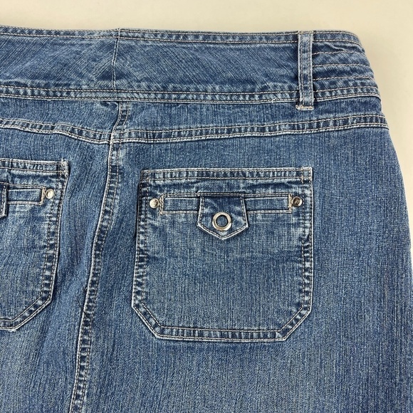 Code Bleu Jean Skirt Womens Size 10 Blue Denim Pockets Slit - Picture 9 of 9